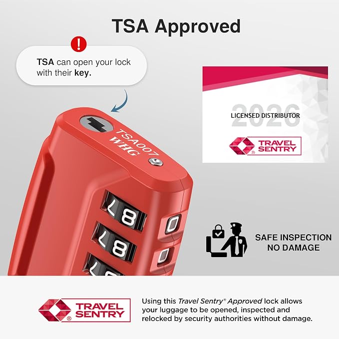 Puroma 2 Pack TSA Approved Luggage Locks 4 Digit Code Cable Lock Red | Resettable, Flexible Cable, Zipper holes, Zinc Alloy, Bright Color, Large White Numbers, Suitcase Train Travel, laptop bag - Image 2