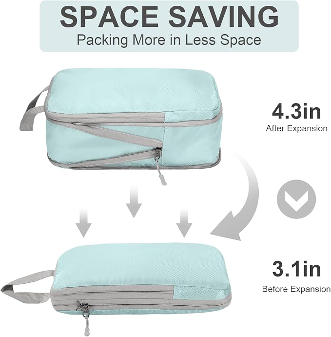 Compression Packing Cubes, Ultralight Packing Cubes for Carry on Suitcase, Travel Packing Essentials for Suitcase Organizer Bags Set, Durable Travel cubes for Luggage (Blue, Set of 4) - Image 4