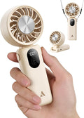 Aecooly Mighty Portable Handheld Fan with Cooling Plate | 20H Max Cooling | 3 Flexible Modes | 5 Speeds Wind | Battery Level Display | Mini Personal Battery Powered, Gifts for Women, Travel-Beige by Aecooly