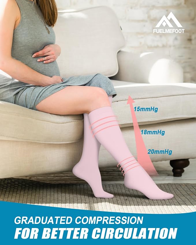 6 Pairs Compression Socks for Women & Men 15-20mmHg Knee High Socks | Graduated Compression Socks Supports Circulation, Ideal for Nurses Pregnancy, Travel, Flying, Running & Daily Wear - Image 4