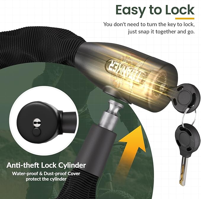 Titanker Bike Chain Lock with Keys, 3.3 Feet Security Heavy Duty Anti-Theft Bicycle Chain Locks for Bike, Motorcycle, Bicycle, Door, Gate, Fence, Grill (6mm, 8mm, 10mm Thick Chain) - Image 4