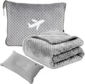 Travel Blanket Airplane Compact with Bag, Travel Essentials 3 in 1 Packable Airplane Blanket, Travel Pillow and Blanket Set, Inflatable Pillow, Luggage Sleeve & Backpack Clip (Light Grey) by Nenolix