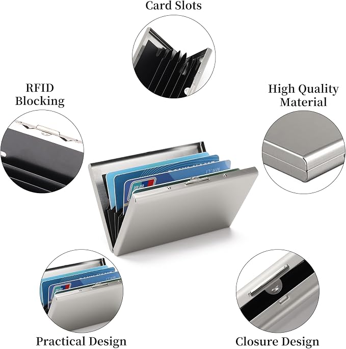 Stainless Steel Credit Card Wallet RFID Blocking Metal Case Pocket Business Card Holder for Women and Men - Image 4