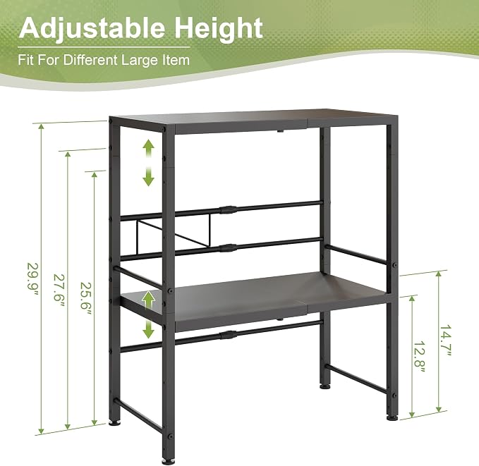 Expandable-Metal-Storage-Shelves-Organizer For Pantry Kitchen Garage, 2-Tier Heavy Duty Shelving Units and Storage For Small Appliance, Adjustable Standing Shelf Riser Rack For Closet Warehouse - Image 3