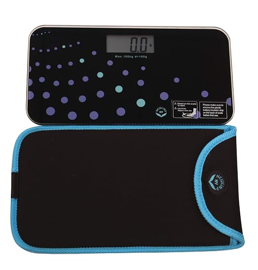 NewlineNY Trendy Wave Mini Bathroom Scale + Travel Slip Case, SBB0721M-NYTW + NY-MSS101-BBL by NewlineNY