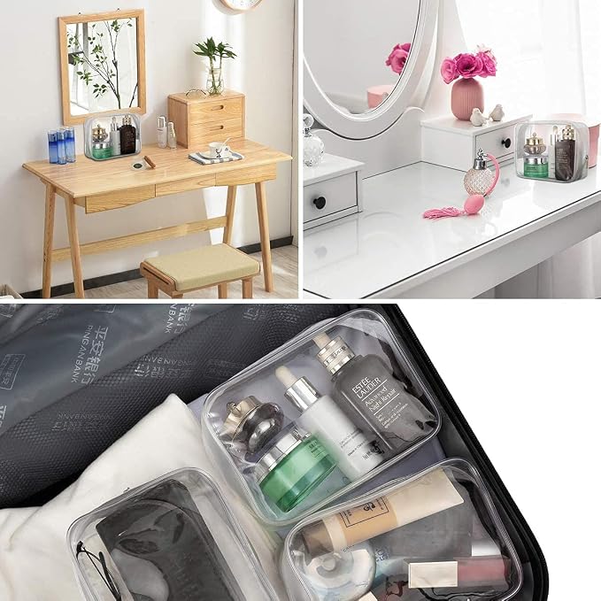 5 Pack Clear Plastic Zippered Toiletry Carry Pouch White Large | TSA Approved, Portable Cosmetic Makeup Bag, For Vacation, Bathroom and Organizing - Image 3
