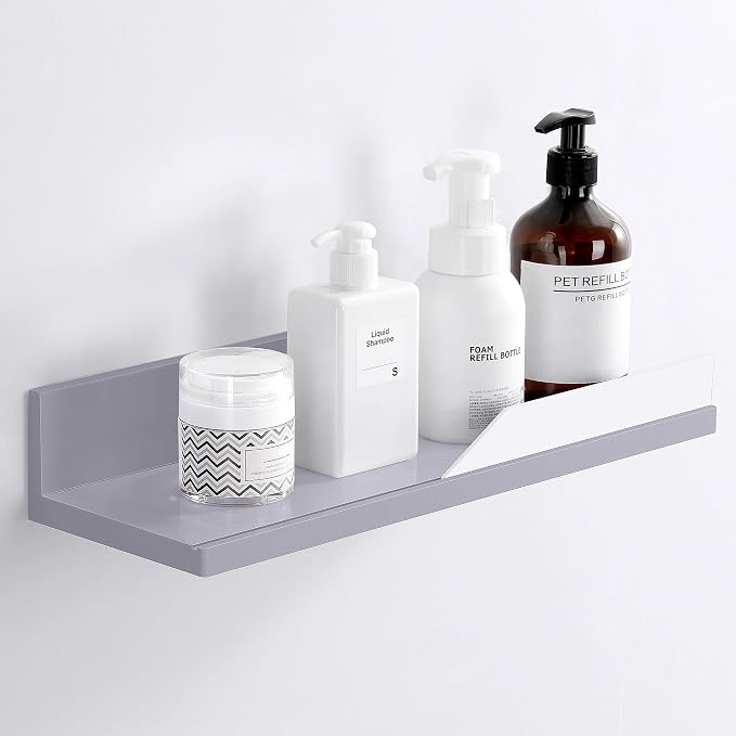 YOHOM Gray Adhesive Floating Shelf No Drilling for Bathroom Tile Wall Stick on Shower Shelf Rack Organizer 14.96inch by Yohom