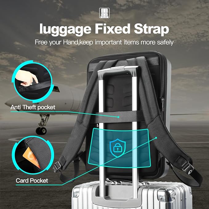 BOPai Hard Shell Tsa Laptop Backpack for Men Gaming Backpack for 17.3 inch Anti Theft Expansion Backpack Light Slim Black Usb Waterproof 15.6 Rucksack - Image 6