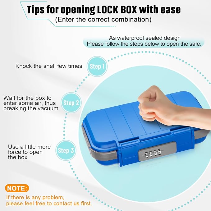 BKNOOU Portable Travel Safe with Removable Chain, Anti-Theft Beach Safe Box, Waterproof Combination Lock Box for Travel, Dorm, Beach, Hotel, Car, Home, Office - Image 9