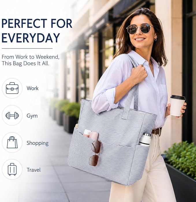 LEDAOU Beach Bag Waterproof Sandproof Women Beach Tote Pool Bag with Zipper for Swim Gym Grocery Travel with Wet Pocket | Sandproof - Image 4