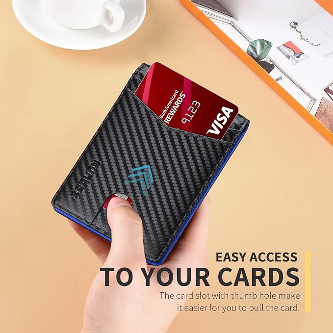 RUNBOX Wallet for Men Slim Leather Bifold RFID Blocking Minimalist Front Pocket Design with Gift Box | Minimalist Front Pocket Design, Holds 8 Cards, RFID Protection, Gifts for Men on Birthdays, Father’s Day, and Christmas - Image 4