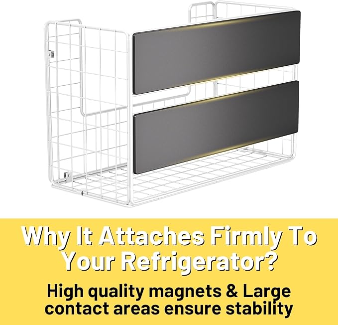 Magnetic Fridge Shelf, Fruit Potato & Onion Storage Bins, Pantry Organizers, Large Container Basket for Refrigerator, Kitchen Counter, Cabinet (1, White) - Image 3