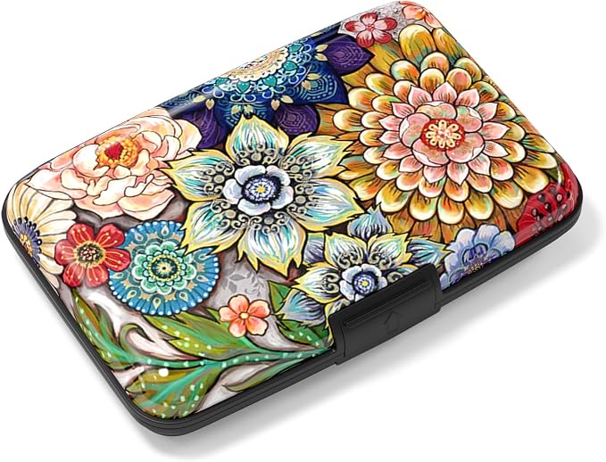 Rimilak Aluminuml Credit Card Holder,Mandala Flower | Mini Credit Card Wallet RFID Blocking Slim Metal Hard Case for Women Men by Rimilak