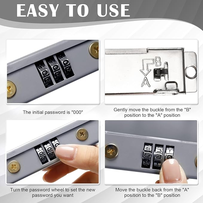 Reallnaive 1 Pack Metal Box for Gamblers Pocket Sized Winner Bank Casino Cash Box with 2 Keys Portable Casino Money Safe strongbox for Cash Saving Go Home Money Gifts(Silver,Coded) - Image 3