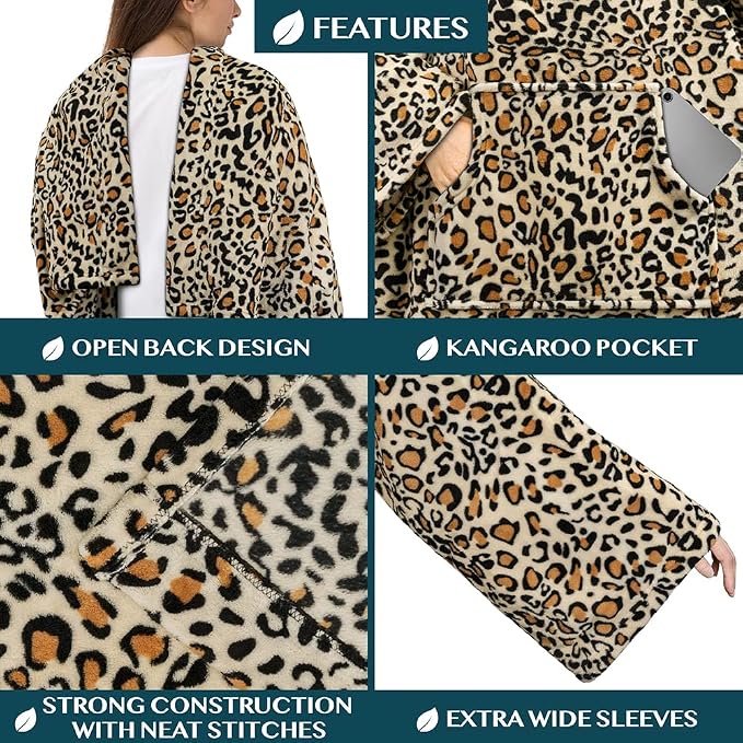PAVILIA Blanket with Sleeves for Adult Women Men, Soft Warm Wearable Blanket Fleece Wrap Throw, Robe Blanket Gift - Image 2