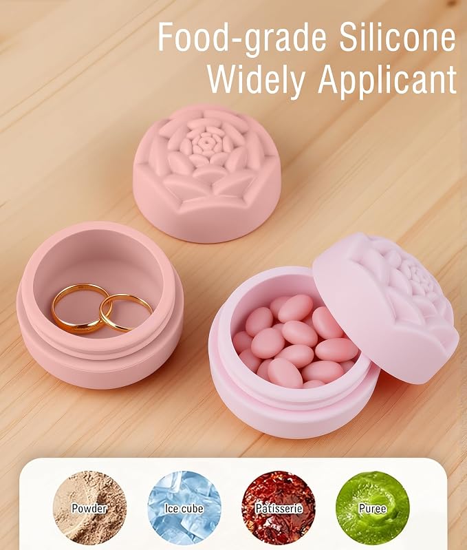 Travel Containers for Cosmetics Toiletries - 0.88 Oz 4 Pack Small Silicone Refillable Mini Jars with Lid Handcream Eyes Cream Hair Gel Wax Pills Moisturizer Earrings Container Rose(4 colors) - Image 5