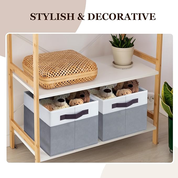 12 Pack Large Storage Baskets for Shelves | Fabric Closet Organizers and Storage Bins with Handles for Home Organization | Decorative Collapsible Basket for Organizing Clothes Toy Nursery - Image 5