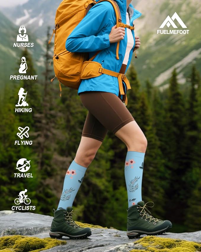 6 Pairs Compression Socks for Women & Men 15-20mmHg Knee High Socks | Graduated Compression Socks Supports Circulation, Ideal for Nurses Pregnancy, Travel, Flying, Running & Daily Wear - Image 7