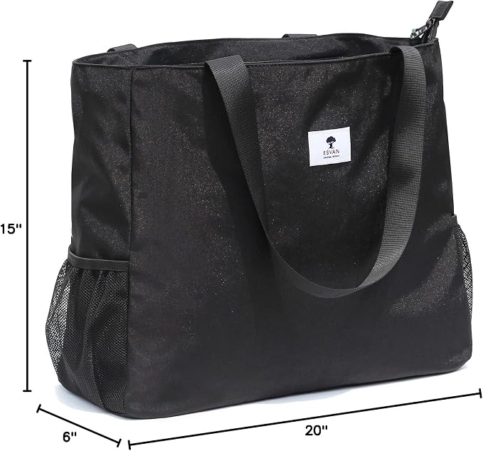 ESVAN LARGE BEACH BAG Water Resistant Lightweight 20 inch Women Oversize Tote Bag for Gym Beach Travel Pool Yoga Nurse - Image 9