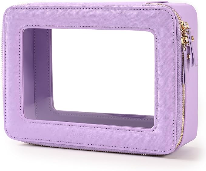 Aveniee Clear Makeup Bag Organizer,Large Travel Toiletry Bag for Women, Waterproof Cosmetic Pouch with Zippers,Car Organizers and Storage Case for Accessories,Lilac by Aveniee