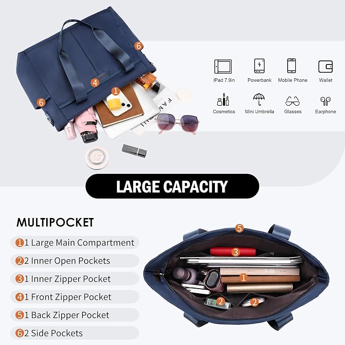 Corduroy Tote Bag for Women Crossbody Bags Lightweight Handbags Shoulder Bag with Zipper Pockets for Work Shopping - Image 3