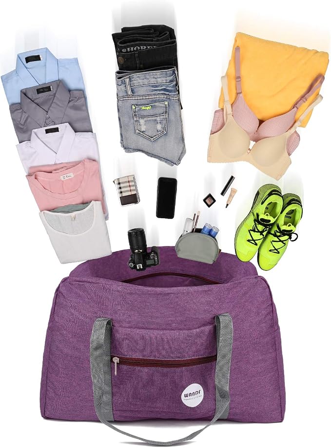 WANDF Personal Item Travel Bag, Carry On Duffle Bag Women | 18x14x8 inches, Airline Underseat Aprroved, Weekend Overnight Trips, Lightweight Packable - Image 7