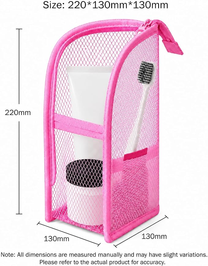 Standing Toiletry Bag for Travel & Gym – Lightweight Waterproof Travel Makeup Bag Organizer, Self-Standing Portable Toiletry Pouch for Weekend Trips Business Daily Use,Pink - Image 5