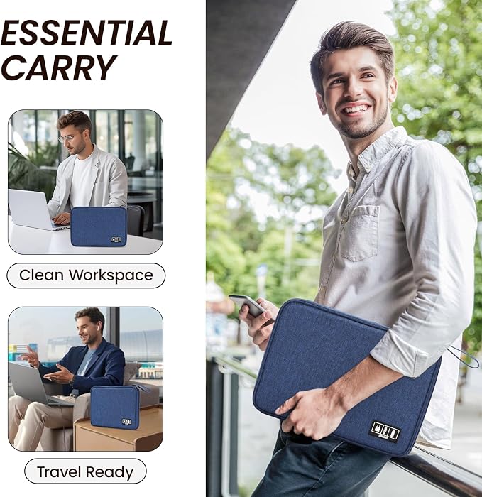 Cable Organizer Bag, Electronics Organizer Case for Tech Accessories | Store chargers, cables, power banks and adapters with elastic loops, mesh pockets and organized compartments for travel. - Image 7