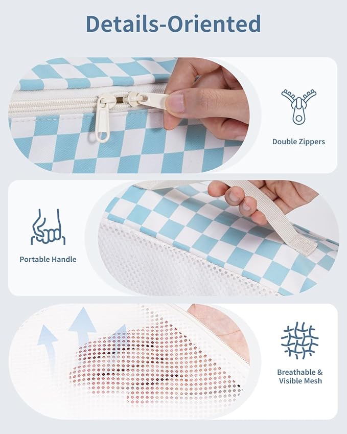 Narwey 7 Set Checkered Packing Cubes for Travel Kids Women, Durable Packing Organizer Bags for Carry on Suitcase Luggage Travel Essentials Accessories (Combined Checkerboard) - Image 4