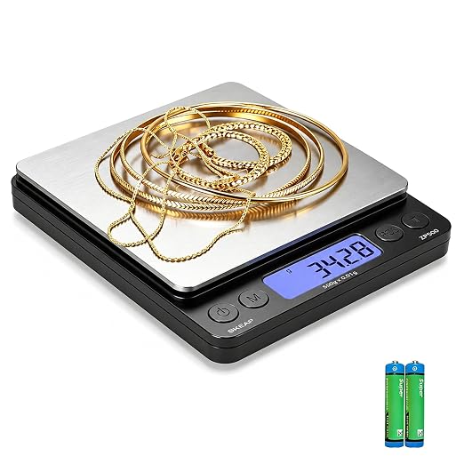 SKEAP Digital Jewelry Scale – 500g x 0.01g Precision Gold Scale for Jewelers & Collectors, Digital Coin Scale with Backlit LCD, Tare Function– Ideal for Gemstones, Bullion & Coins. by SKEAP