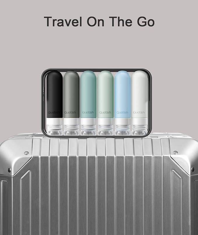 Quatish Travel Bottles for Toiletries 6 Pack, Original Patented Leakproof 3 oz Tsa Approved Travel Size Containers, BPA Free Silicone Shampoo and Conditioner Bottles, Cruise Camping Essentials, Black - Image 6