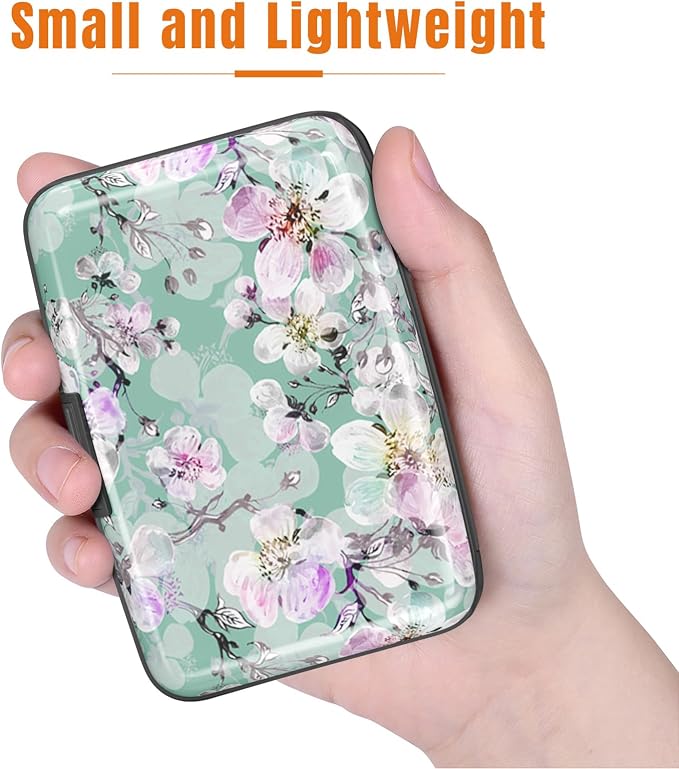 Rimilak Aluminuml Credit Card Holder,Watercolor Flower | Mini Credit Card Wallet RFID Blocking Slim Metal Hard Case for Women Men - Image 3