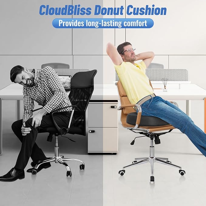 CloudBliss Donut Pillow Stadium Seat Cushion for Tailbone Pain Relief and Hemorrhoids, Memory Foam Seat Chair Cushion, Portable Seat Cushions for Bleachers, Car, Home & Office - Image 5