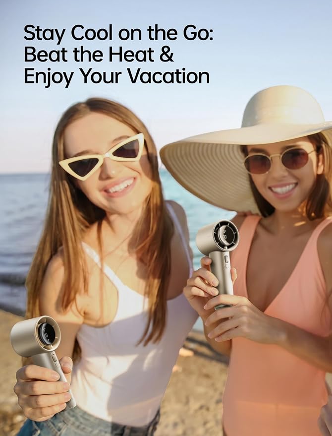 JISULIFE Handheld Fan Pro1S - Next-Gen Airflow: Up to 40H Runtime | Metal Body-Enduring Quality, 1-100 Speed Scroll Wheel, 5000mAh-Portable Fan for Travel, Gifts for Women Men(Amber Gold) - Image 7