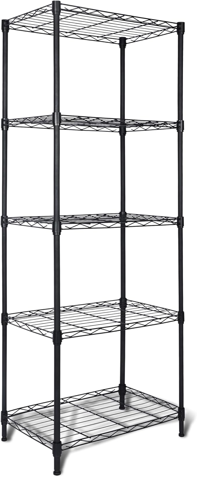 Whitmor 5 Tier Storage Shelves, Heavy Duty Metal Shelving, 400 lbs Capacity per Shelf, 2000 lbs Total, Easy Assembly for Kitchen, Garage, Plant, 18" L x 12" W x 50" H, Black by Whitmor