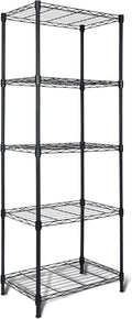 Whitmor 5 Tier Storage Shelves, Heavy Duty Metal Shelving, 400 lbs Capacity per Shelf, 2000 lbs Total, Easy Assembly for Kitchen, Garage, Plant, 18" L x 12" W x 50" H, Black by Whitmor