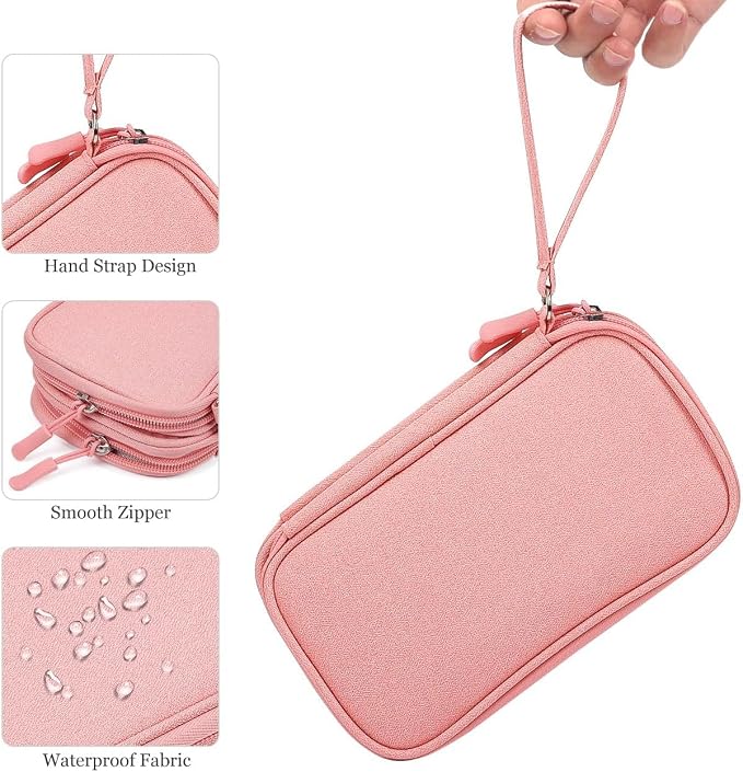 Electronic Organizer Travel Cable Accessories Bag, Electronic Organizer Case, Electronic Accessories Organizer Bag for Power Bank, Charging Cords, Chargers, Mouse, USB Cable, Earphones (Light Pink) - Image 5