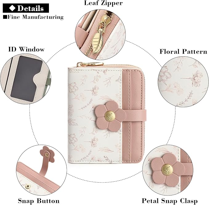 Small Wallet for Women Rfid Bifold Leather Card Holder Wallet With Zipper Pocket - Image 5