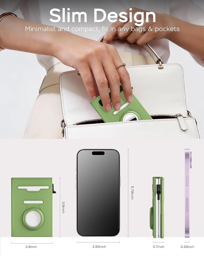 Slim Wallet Women for Air tag - RFID Blocking Small Compact Travel Credit Card Holder Wallet for Women, Smart Pop up Minimalist Card Case, Capacity 10+ Cards, Cash Slot, ID Window - Image 5
