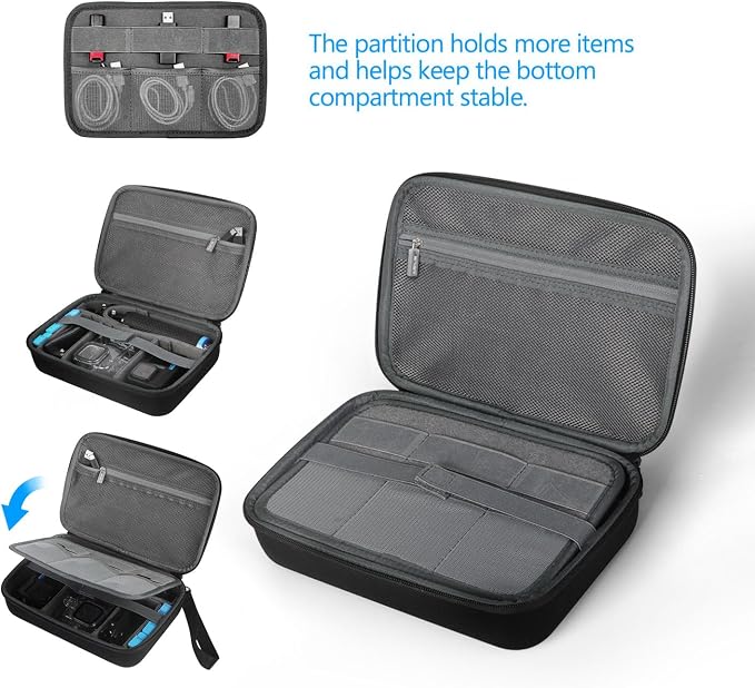 JSVER PU Leather Hard Shell Carrying Case for GoPro Hero13/12/11/10/9/8/7, AKASO EK7000 / Brave 4 4K / Brave 7 LE/Brave 8 / V50X and Insta360 - Image 2