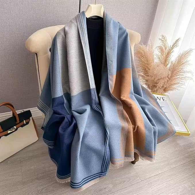 WaJuemy Winter Scarf for Women Dressy Evening Pashmina Shawl Wraps Open Front Poncho Blanket Fashion Travel Shawls Cape Wrap - Image 2