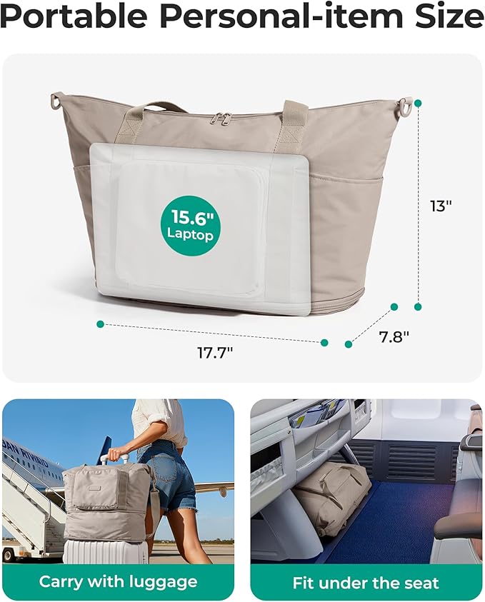 BAGSMART Foldable Travel Bag, 37L Expandable Personal Item Bag, Grape | Airline Approved Personal Carry-on Size, Fits Under-seat, Trolley Sleeve, Backup Bag for Travel, Vacation, Overnight - Image 2