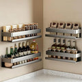 Adhesive Wall Mount Spice Rack Organizer, No-Drill Carbon Steel Spice Storage Shelf for Kitchen Cabinet, RV Camper, and Bathroom Counter, Multi-Purpose Wall Shelf for Seasonings, and bathroom supplies by Unknown