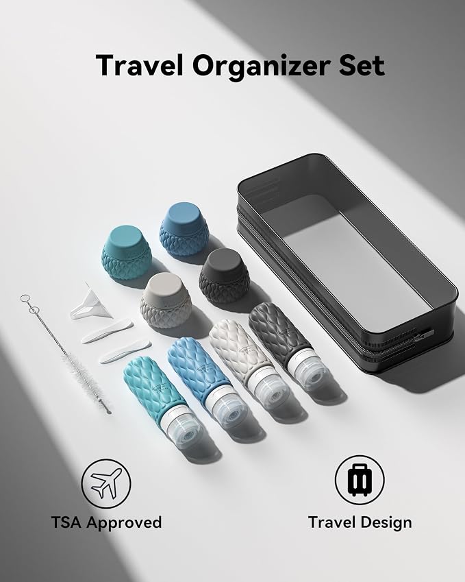 Travel Bottles for Toiletries Silicone Travel Size Containers 3.4oz 1.7oz | Travel Essentials TSA Approved Leakproof Refillable Squeeze Bottles with Labels/Clear Bag for Shampoo, Conditioner, Creams - Image 7