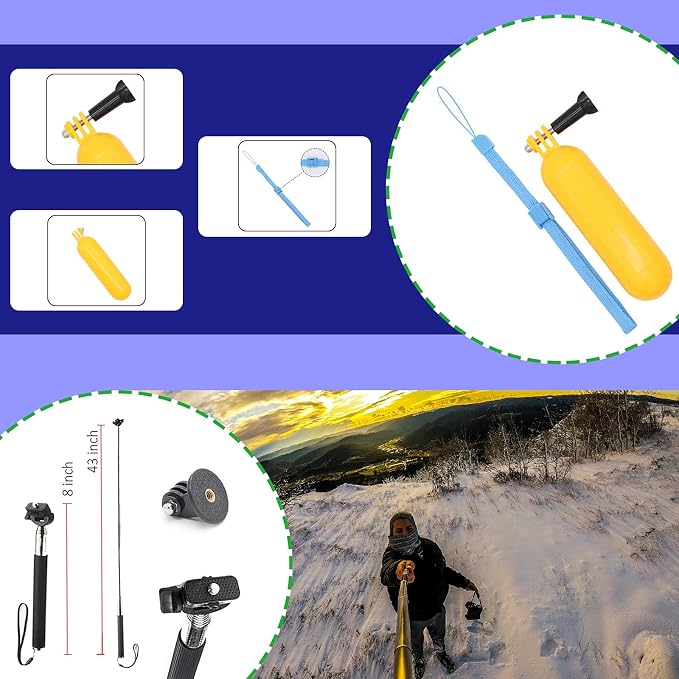 44 in 1 Action Camera Accessory Combo Kit -Compatible with Insta360 One X4,X3,X2，One R, X，for Gopro Here 10,11 - Image 4