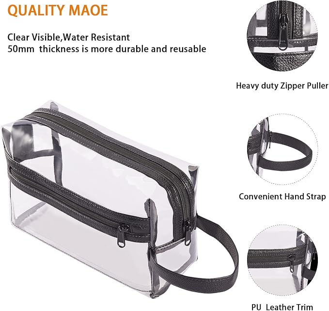 Heavy Duty Clear Travel Toiletry Makeup Bags Transparent Shaving Bag Water Resistant Cosmetic Bag Organizer Pouch with Zipper and Handle - Image 7