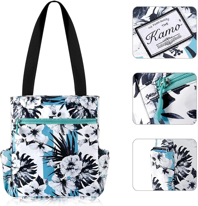 KAMO Floral Tote Bag - Waterproof Lightweight Handbags Travel Shoulder Bag for Hiking Yoga Gym Swimming Travel Beach - Image 4