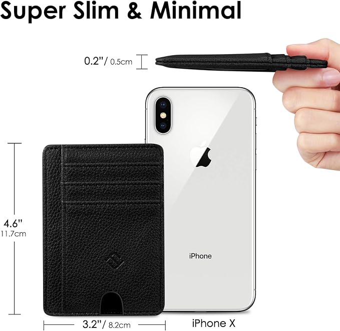 FINTIE Slim Front Pocket Wallet, RFID Blocking Credit Card Holder | Minimalist Card Cases with ID Window for Men Women, Black - Image 4