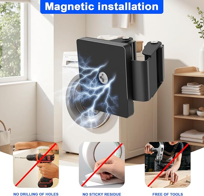 Strong Magnetic Mop Broom Holder, 2 Pack | Heavy Duty Magnetic Mop Hanger, For Refrigerators,Laundry Room Garage Kitchen Workshops - Image 2