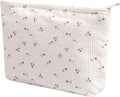 Cosmetic Bags for Women - Corduroy Cosmetic Bag Aesthetic Women Handbags Purses Smile Dots Makeup Organizer Storage Makeup Bag Girls Case Bags (Flowers-Cherry) by Gardsell